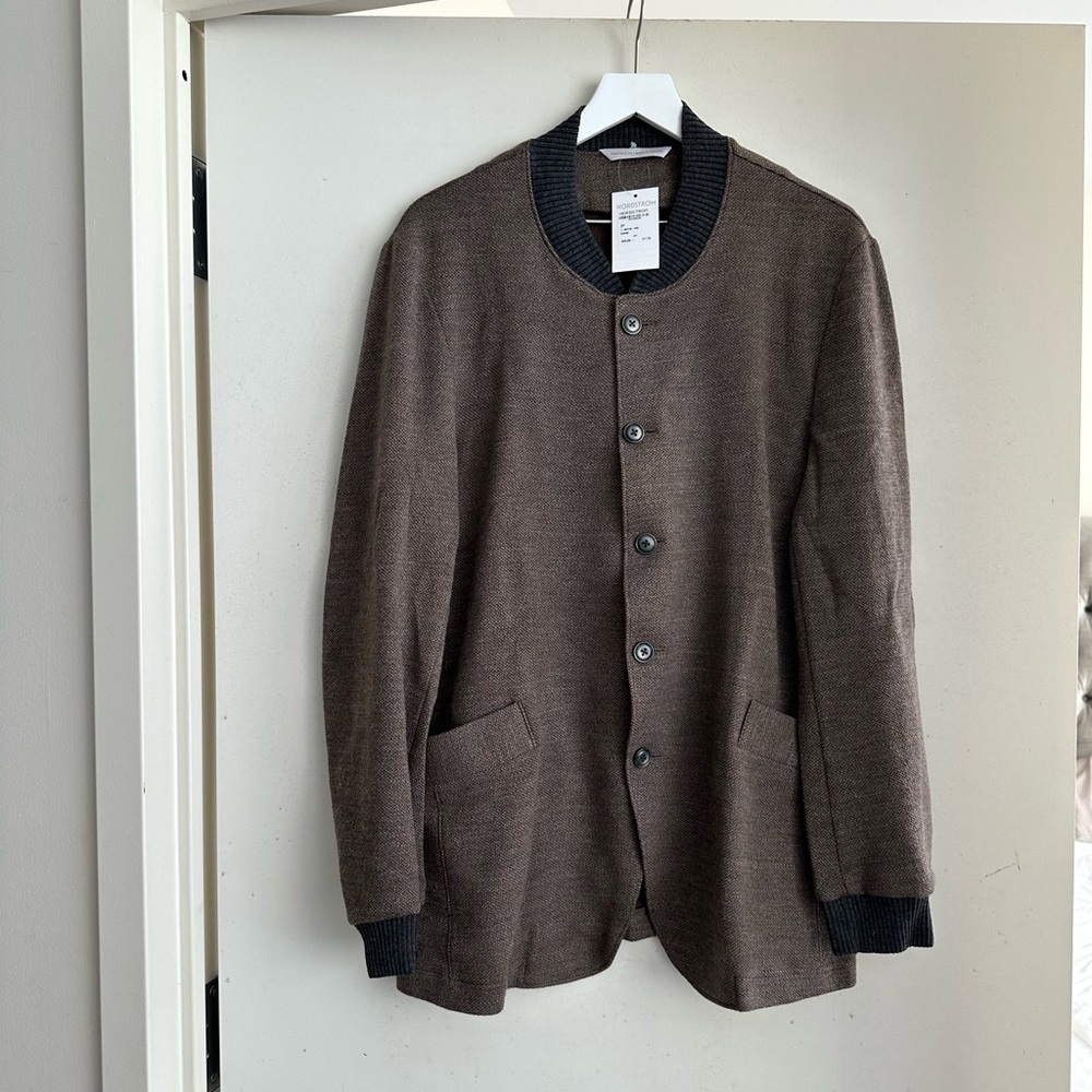 Samuelsohn Brown Button Front Sweater Jacket NWT